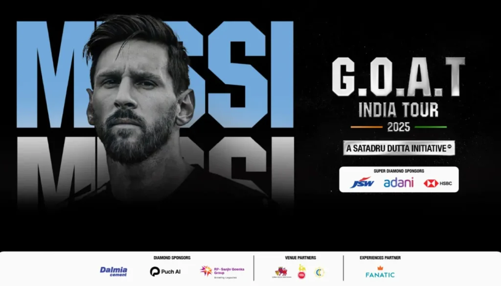 GOAT (Greatest of All Time) Tour 2025 is designed to celebrate Messi’s legendary career and connect him with fans. Visited in Kolkata, India.